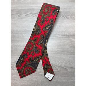 Liberty of London Vintage Red Paisley 100% Cashmere Men's Tie- EUC